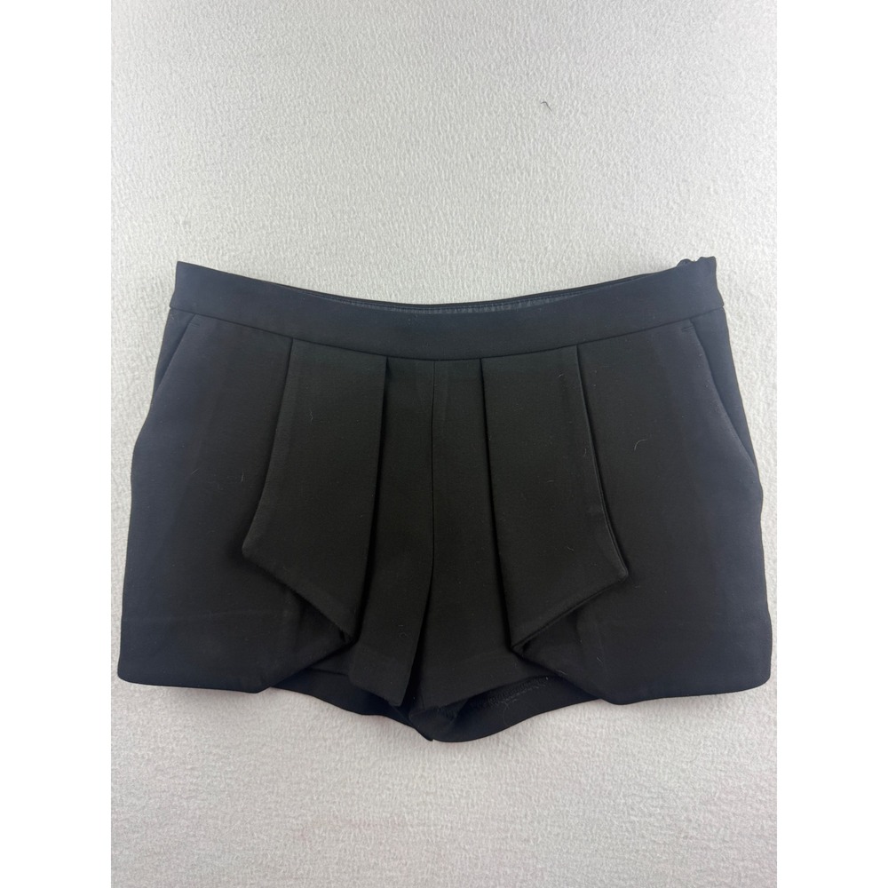 Zara Basic Black Pleated Front Structured Shorts Womens Medium Side Zip